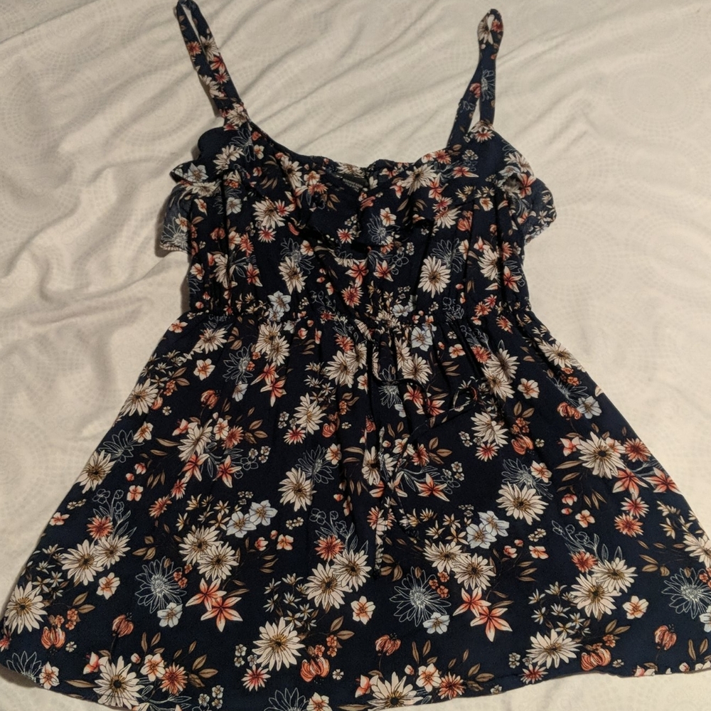 Torrid Blue Floral Adjustable Straps Tank Top